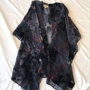 LOFT Textured Open Poncho Shrug Cardigan